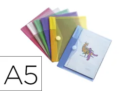 Pochette enveloppe tarifold a5 polypropylène transparent coloris assortis sachet 6 unités