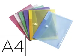 Pochette enveloppe tarifold a4 perforée polypropylène transparent coloris assortis sachet 12 unités