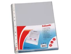 Pochette esselte polypropylène lisse 7.5/100e perforée a4 230x302mm transparent boîte 100 unités
