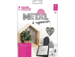 Pochette feuilles aluminium metal a repousser graine creative 40x30cm 10 feuilles coloris argent