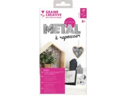 Pochette feuilles aluminium metal a repousser graine creative 30x16cm 10 feuilles coloris argent
