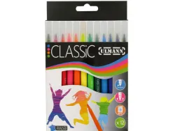 Pochette feutres de coloriage ulmann pointe moyenne bloquee 12 unites coloris assortis