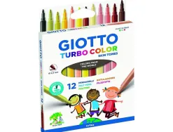 Pochette feutres turbo color giotto encre lavable pointe 2mm 12 unites coloris tons de peaux