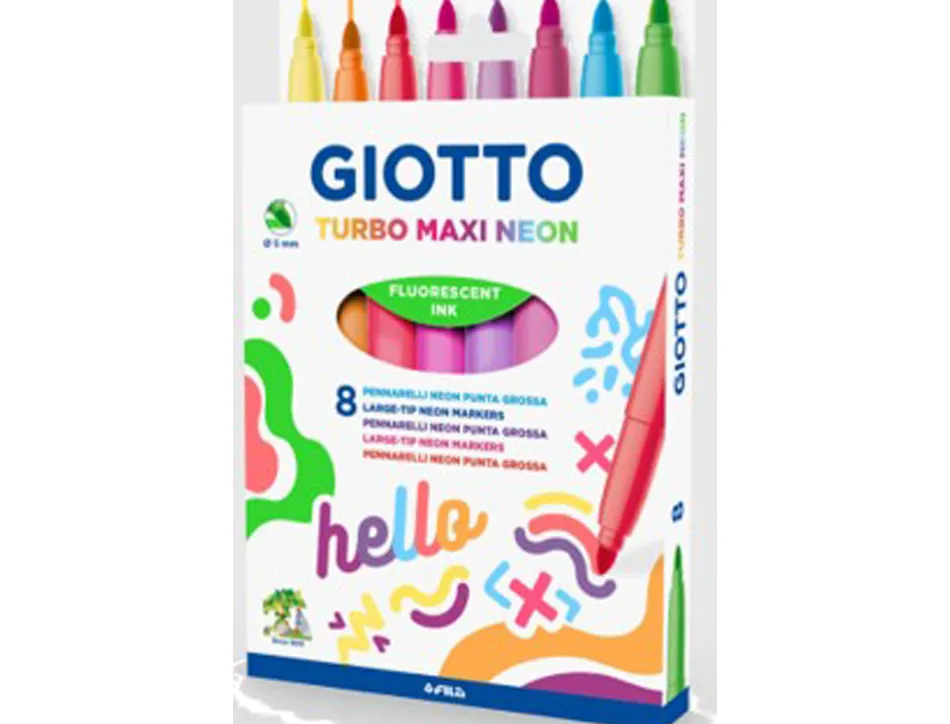 Pochette feutres turbo maxi giotto encre lavable 8 unites coloris fluos assortis