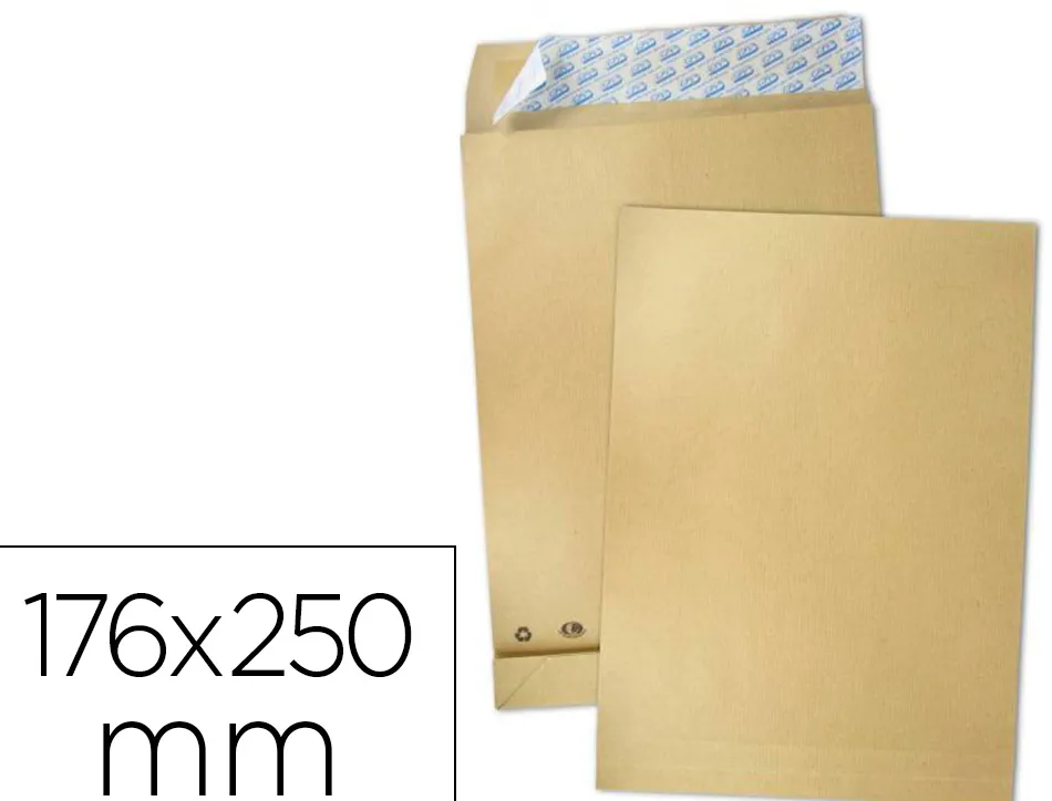 Pochette gpv a soufflets 30mm kraft brun resistant 120g b5 176x250mm fermeture bande silicone bte de 250u