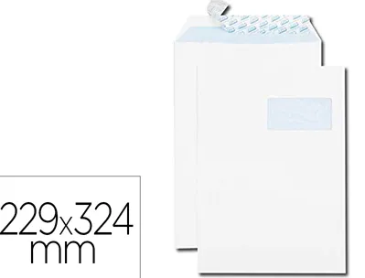 Pochette gpv blanche recyclée 90g c4 229x324mm fenêtre 50x110mm boîte 25 unités
