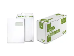 Pochette gpv blanche recyclée 90g c4 229x324mm fenêtre 50x110mm boîte 250 unités