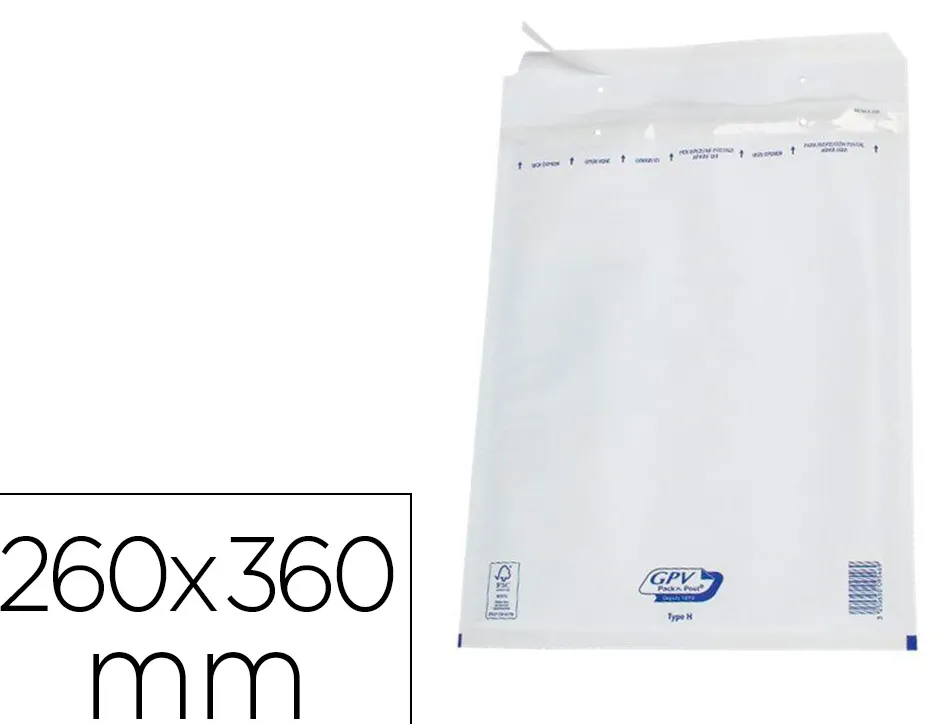 Pochette gpv bulles air kraft blanc 75g 260x360mm h boîte 100 unités