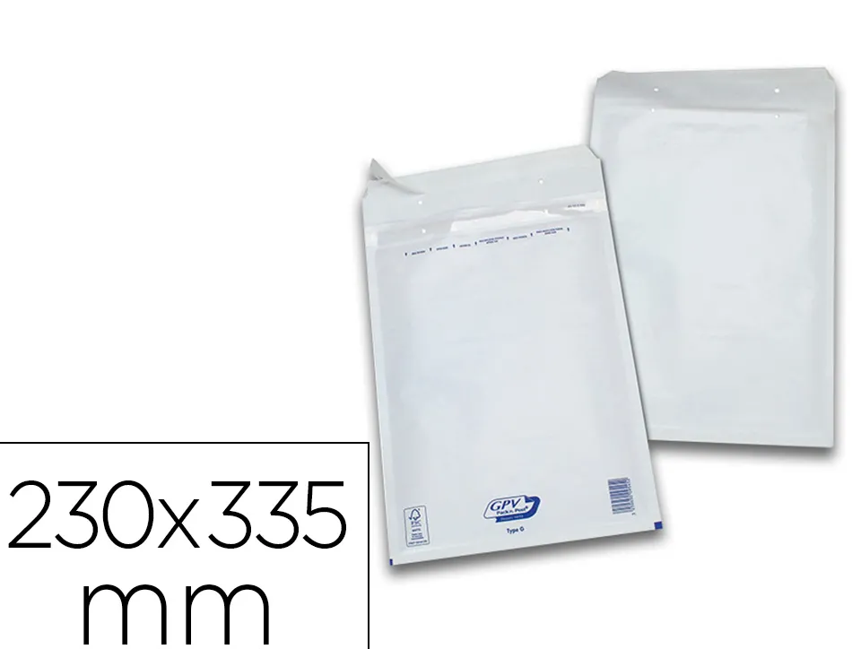 Pochette gpv bulles air kraft blanc 75g 230x335mm g boîte 100 unités