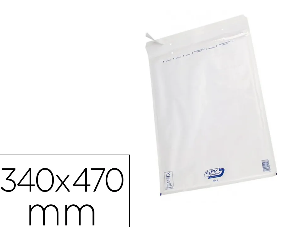 Pochette gpv bulles air kraft blanc 75g 340x470mm k boîte 50 unités
