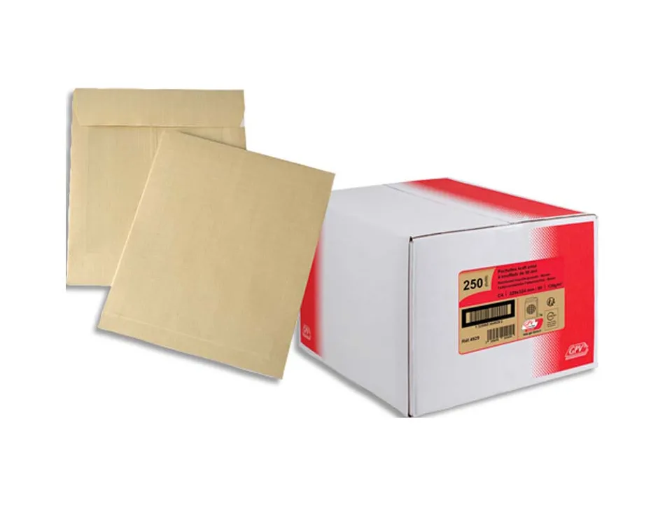 Pochette gpv kraft armé 120g c4 229x324mm soufflet 50mm paquet 50 unités