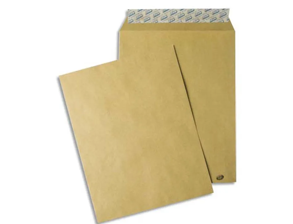 Pochette gpv kraft brun qualite superieure 85g c4 229x324mm bande de protection paquet 50 unites