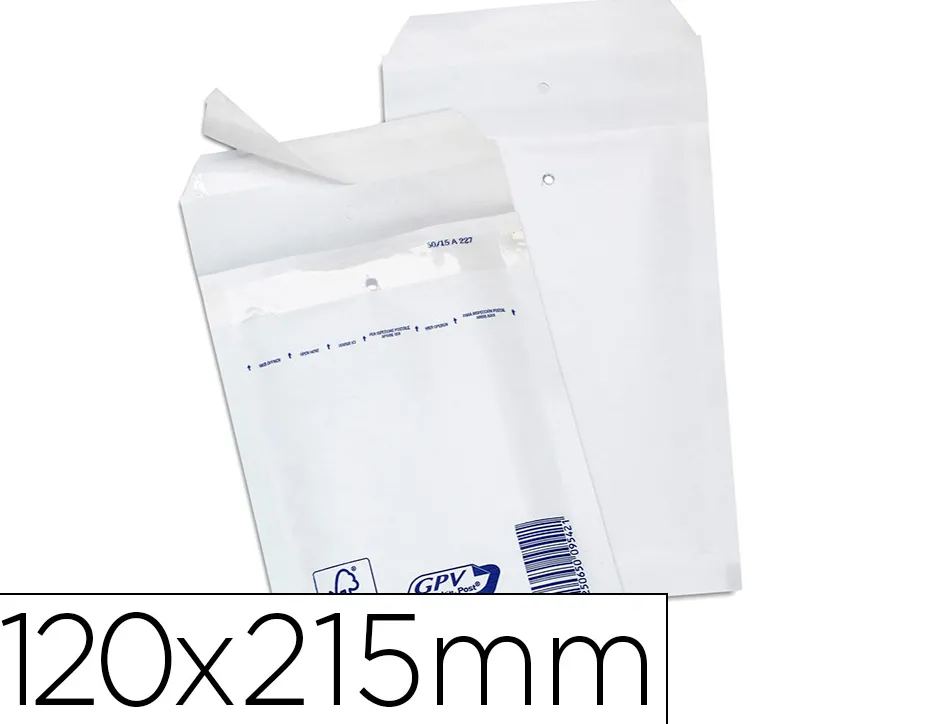 Pochette gpv kraft bulle air economique tres resistant 120x215mm coloris blanc 75g boite de 200 unites