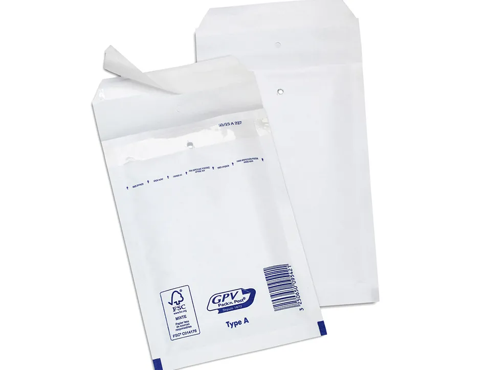 Pochette gpv kraft bulle air economique tres resistant 120x215mm coloris blanc 75g boite de 200 unites