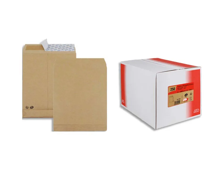 Pochette gpv kraft 120g c4 229x324mm soufflet 30mm anti-éclatement boîte 250 unités