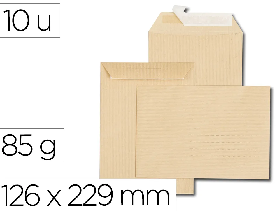 Pochette gpv kraft recycle c5 162x229mm 85g sans fenetre zone adressage patte auto-adhesive paquet 10 unites