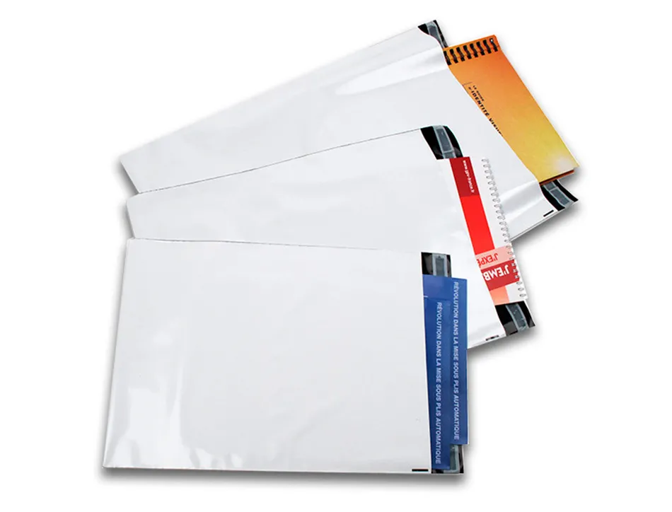 Pochette gpv polyethylene adhesive 275x365 blanc/noir paquet de 10