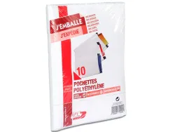 Pochette gpv polyethylene adhesive 275x365 blanc/noir paquet de 10