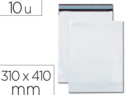 Pochette gpv polyethylene adhesive 310x410 blanc/noir paquet de 10