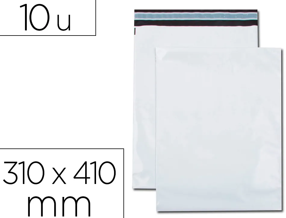 Pochette gpv polyethylene adhesive 310x410 blanc/noir paquet de 10