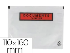 Pochette gpv polyethylene imprimee document ci-inclus 110x160mm protege des dechirures et intemperies paquet 100 unites