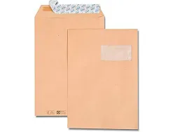 Pochette kraft gpv adhésive économique c4 229x324mm 90g fenêtre 50x100mm boîte 250 unités