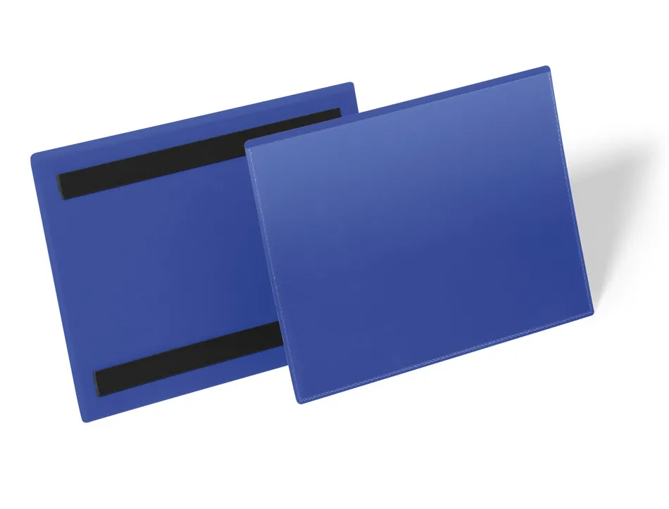 Pochette magnetique durable magnetique a4 paysage coloris bleu lot 50 unites