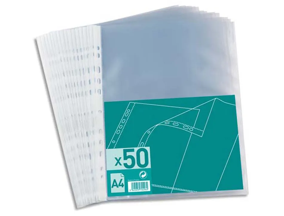 Pochette oxford polypropylène grainé perforée antistatique a4 210x297mm sachet 50 unités