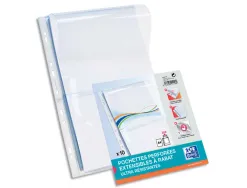 Pochette oxford pvc lisse 30/100e perforée cristal a4 plans rabat soufflet 2cm capacité 200f sachet 10 unités