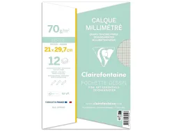 Pochette papier calque clairefontaine a4 70/75gr 21x29,7cm 12f