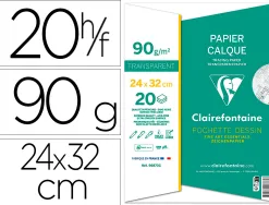 Pochette papier calque clairefontaine 90/95gr 24x32cm 20f