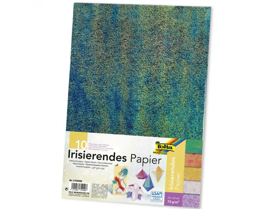 Pochette papier irise folia 23x33 cm 75g 10 coloris assortis