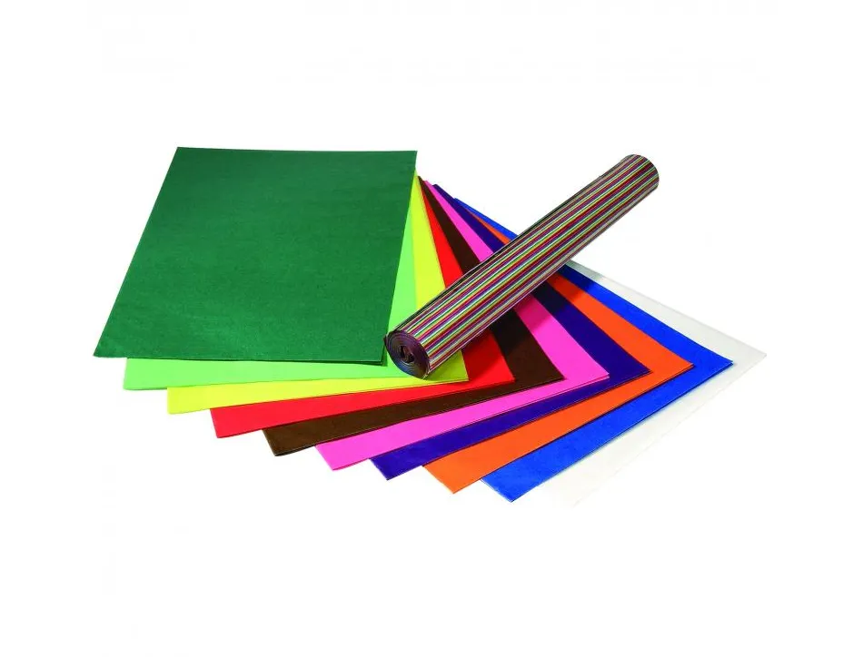 Pochette papier vitrail folia 50x70 cm 100 feuilles coloris assortis
