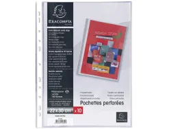 Pochette perforee exacompta a4+ pp premium lisse 14/100eme 140 microns paquet 10 unites