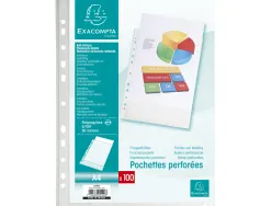 Pochette perforee exacompta a4 pp graine 5/100eme paquet 100 unites