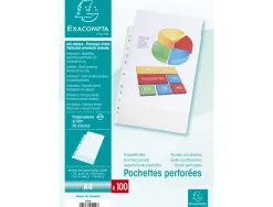 Pochette perforee exacompta a4 pp graine 5/100eme paquet 100 unites