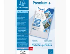 Pochette perforee exacompta a4 pp lisse 12/100eme 120 microns paquet 100 unites
