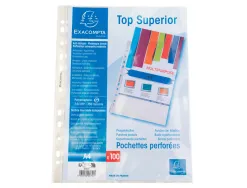 Pochette perforee exacompta a4 pp lisse 7/100eme 75 microns paquet 100 unites