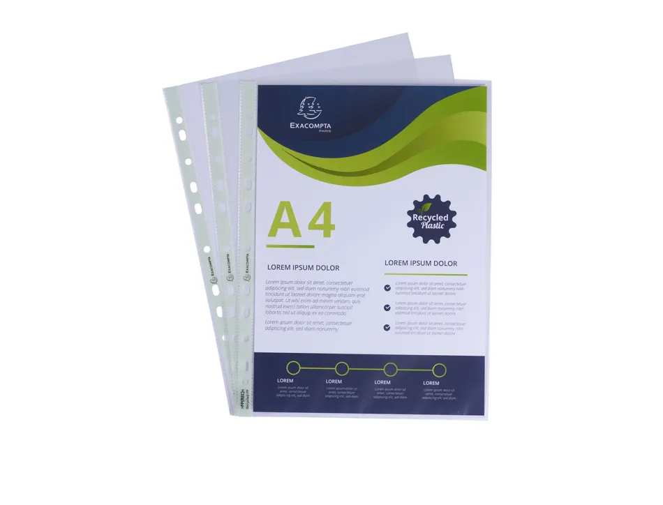 Pochette perforee exacompta a4 pp recycle graine 6/100eme paquet 100 unites