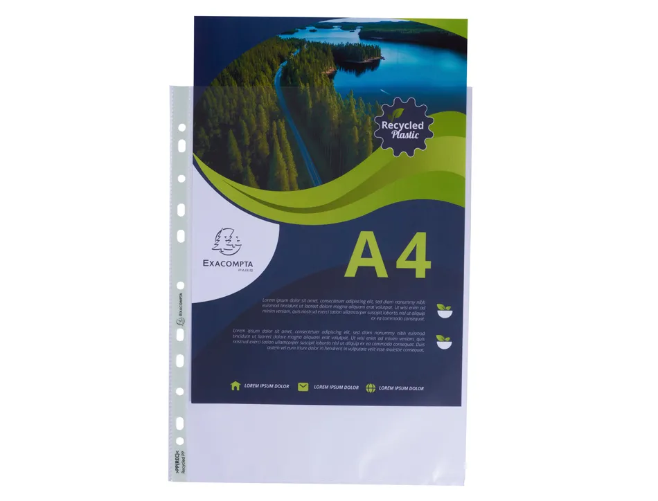 Pochette perforee exacompta a4 pp recycle graine 6/100eme paquet 100 unites
