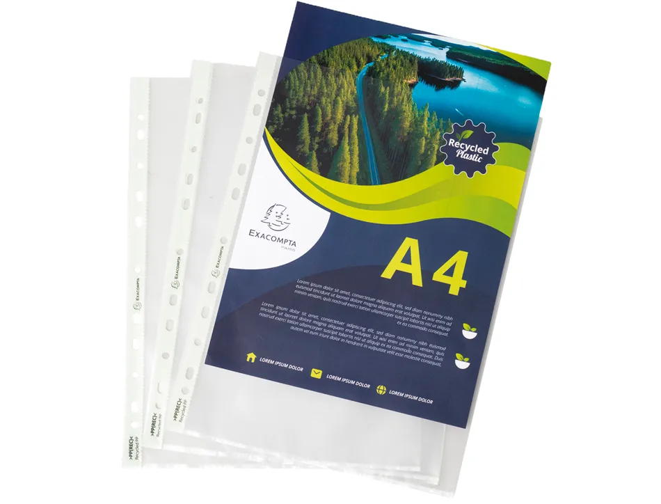 Pochette perforee exacompta a4 pp recycle graine 6/100eme paquet 100 unites