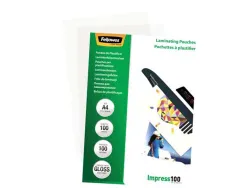 Pochette plastification fellowes à chaud polyester transparent résistant eau format a4 100 microns boîte 100 unités