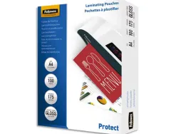 Pochette plastification fellowes à chaud polyester transparent résistant eau format a4 175 microns boîte 100 unités