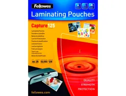 Pochette plastification fellowes à chaud polyester transparent résistant eau format a4 125 microns boîte 25 unités
