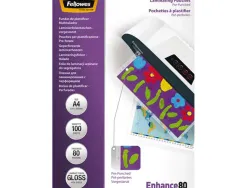 Pochette plastification fellowes perforée format a4 80 microns boîte 100 unités