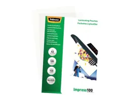 Pochette plastification fellowes à chaud polyester transparent résistant eau format a3 100 microns boîte 100 unités
