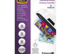 Pochette plastification fellowes à chaud polyester transparent résistant eau format a4 80 microns boîte 25 unités
