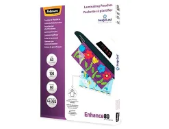 Pochette plastification fellowes à chaud polyester transparent résistant eau format a3 80 microns boîte 100 unités