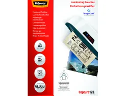 Pochette plastification fellowes à chaud polyester transparent résistant eau format a3 125 microns boîte 25 unités