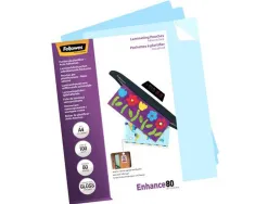 Pochette plastification fellowes à chaud polyester transparent résistant eau format a4 80 microns dos adhésif boîte 100u